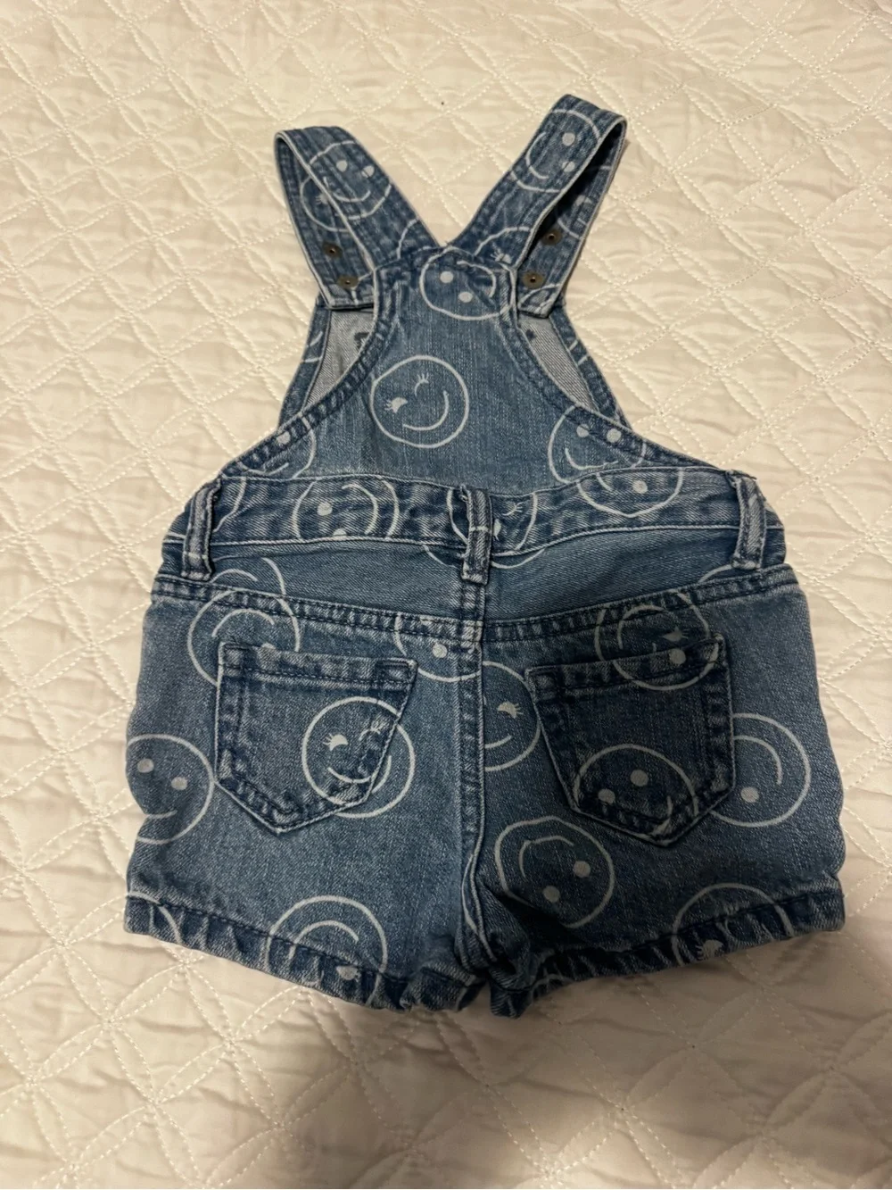 The Children's Place Denim Smiley Short Overalls - Blue